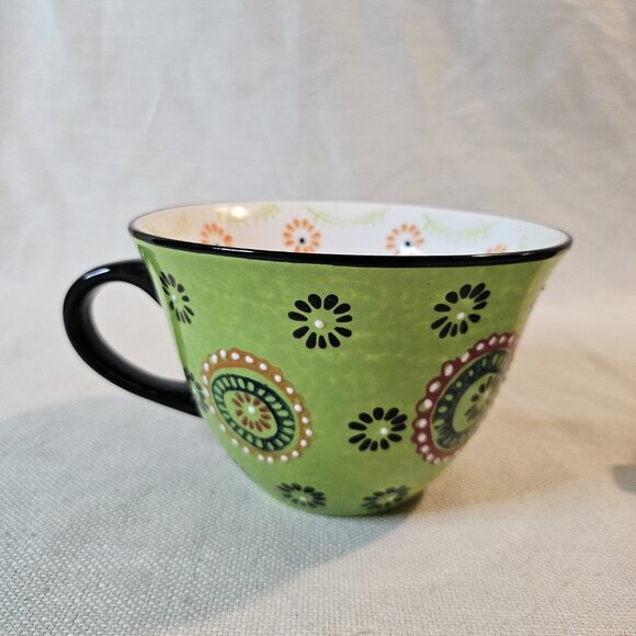 Signature Large Boho Stoneware Latte Coffee Mug Cup x 2 - Picture 7 of 11